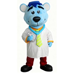 Blue Little Bear Doctor Mascot Costume