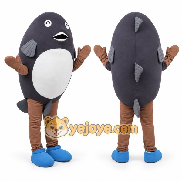 Gray Fish Mascot Costume Adult Size Full Body Plush Animal Costume