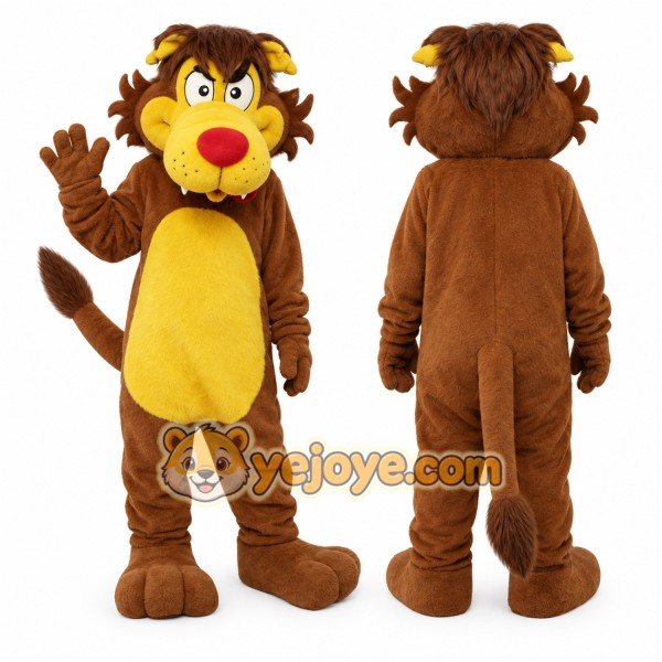 Brown Lion Mascot Costume Adult Size Full Body Plush Animal Costume