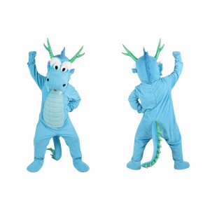 Blue Dragon Mascot Costume Adult Size Full Body Plush Animal Costume