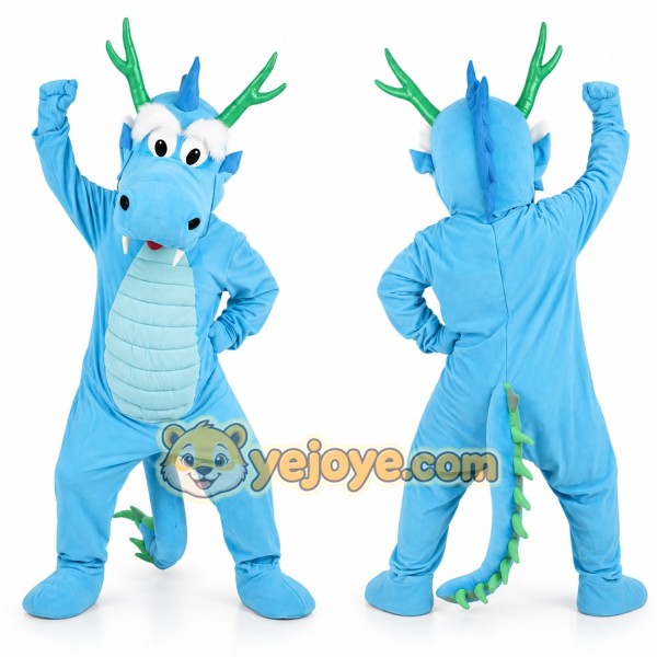 Blue Dragon Mascot Costume Adult Size Full Body Plush Animal Costume