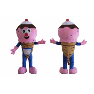 Pink Ice Cream Mascot Costume Adult Full Body Plush Food Costume