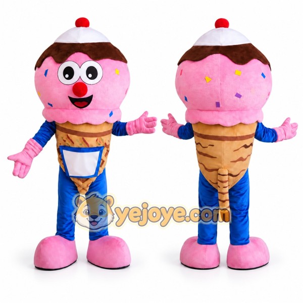 Pink Ice Cream Mascot Costume Adult Full Body Plush Food Costume
