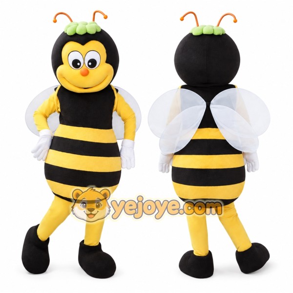 Yellow Bee Mascot Costume Adult Plush Full Body Insect Suit for Events