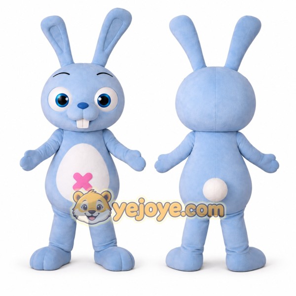 Adorable Blue Bunny Cartoon Mascot Costume Rabbit Costume