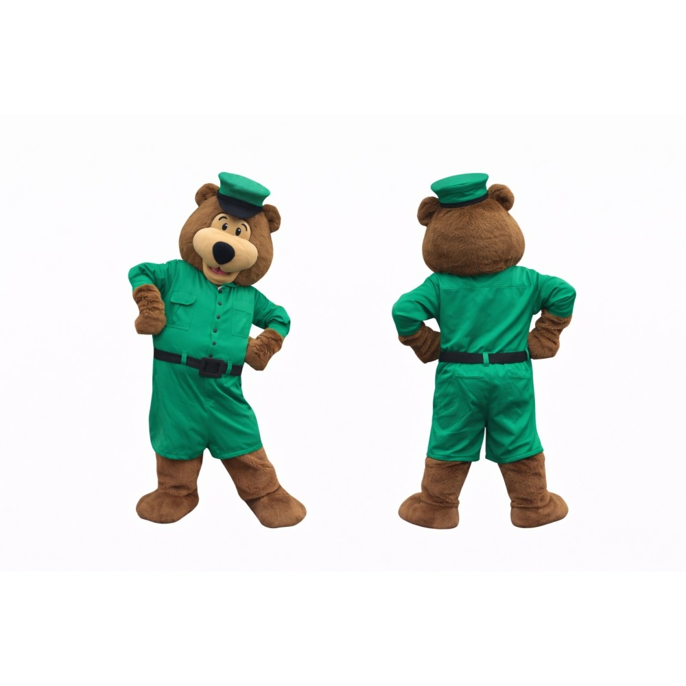 Brown Bear Mascot Costume Adult Green Ranger Uniform Character Costume
