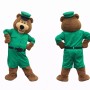 Brown Bear Mascot Costume Adult Green Ranger Uniform Character Costume