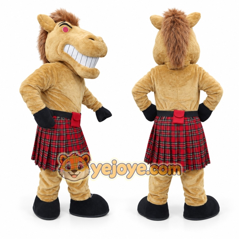 Horse Mascot Costume Adult Scottish Kilt Character Costume Horse Mascot Costume Adult Scottish Kilt Character Costume