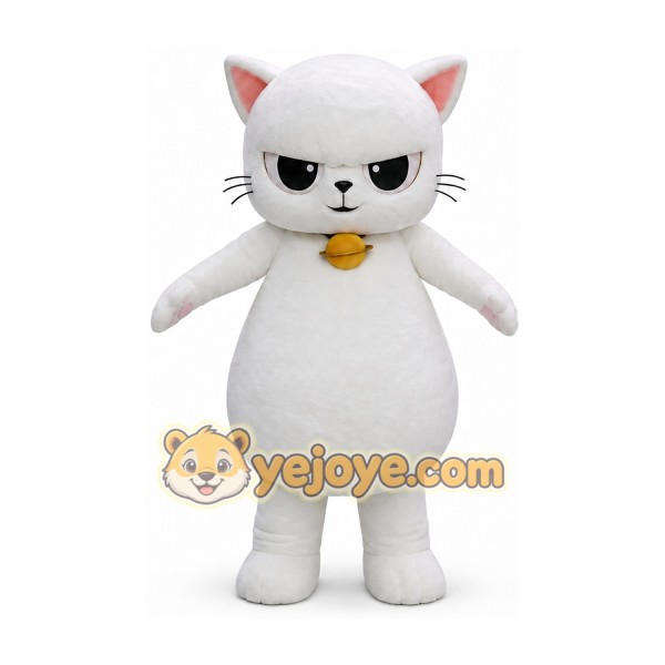 White Serious Catty Mascot Costume Cat Costume White Serious Catty Mascot Costume Cat Costume