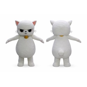 White Serious Catty Mascot Costume Cat Costume