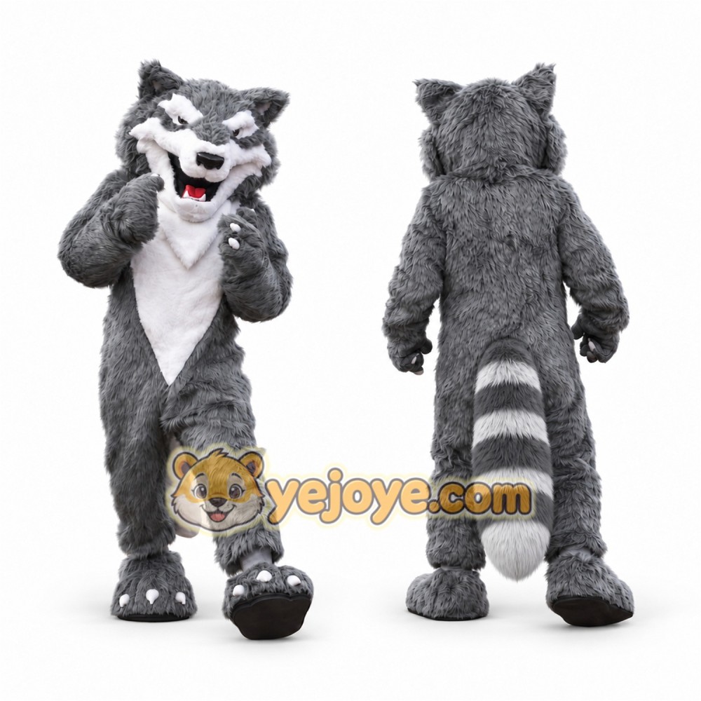 Gray Wolf Mascot Costume Adult Full Body Furry Animal Character Suit Gray Wolf Mascot Costume Adult Full Body Furry Animal Character Suit