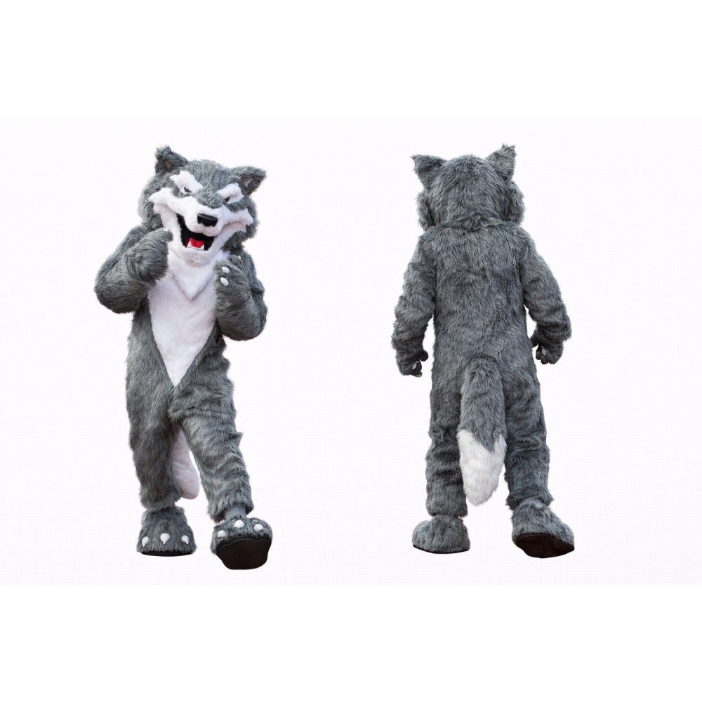 Gray Wolf Mascot Costume Adult Full Body Furry Animal Character Suit