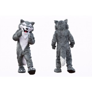 Gray Wolf Mascot Costume Adult Full Body Furry Animal Character Suit