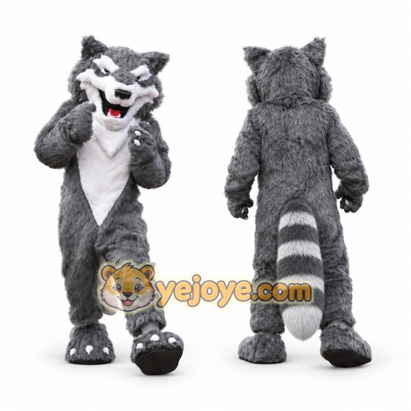 Gray Wolf Mascot Costume Adult Full Body Furry Animal Character Suit