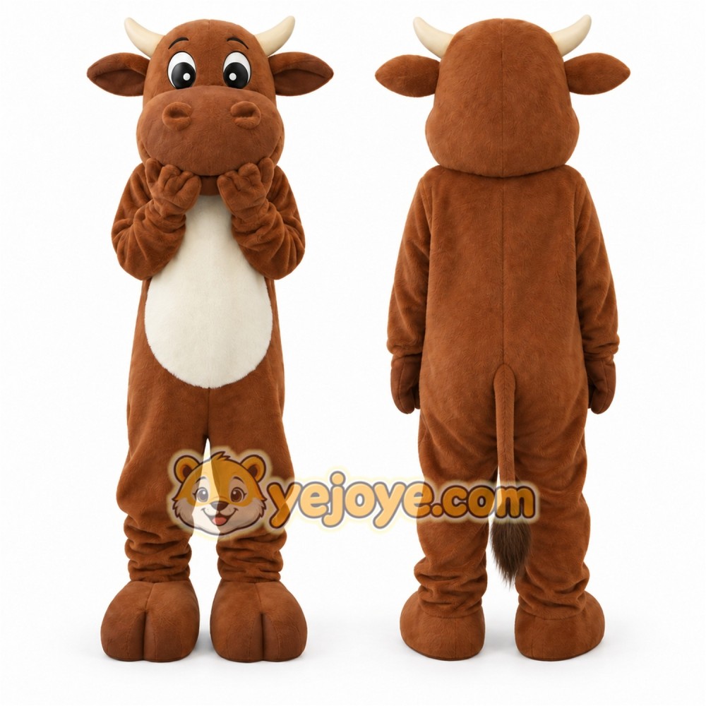 Brown Cow Mascot Costume Adult Size Full Body Plush Animal Costume Brown Cow Mascot Costume Adult Size Full Body Plush Animal Costume