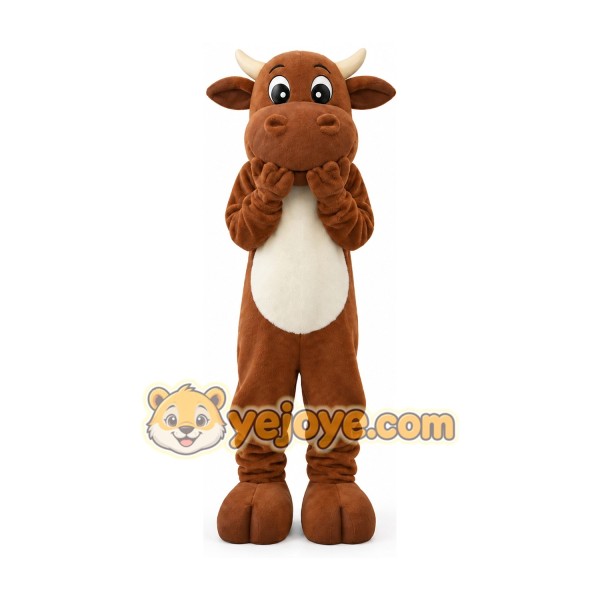 Brown Cow Mascot Costume Adult Size Full Body Plush Animal Costume Brown Cow Mascot Costume Adult Size Full Body Plush Animal Costume
