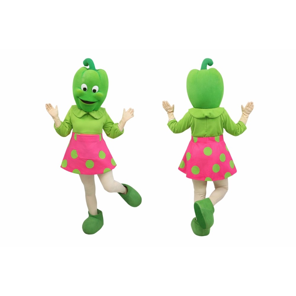 Green Bell Pepper Mascot Costume Adult Size Full Body Plush Vegetable Costume