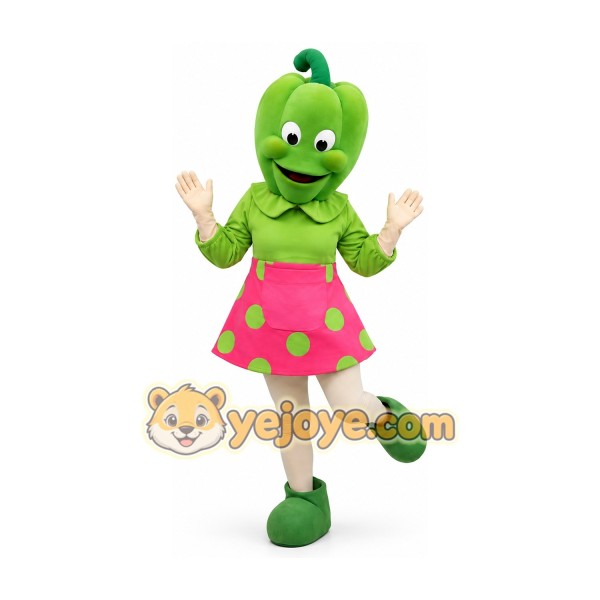 Green Bell Pepper Mascot Costume Adult Size Full Body Plush Vegetable Costume