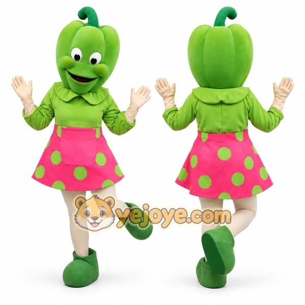 Green Bell Pepper Mascot Costume Adult Size Full Body Plush Vegetable Costume