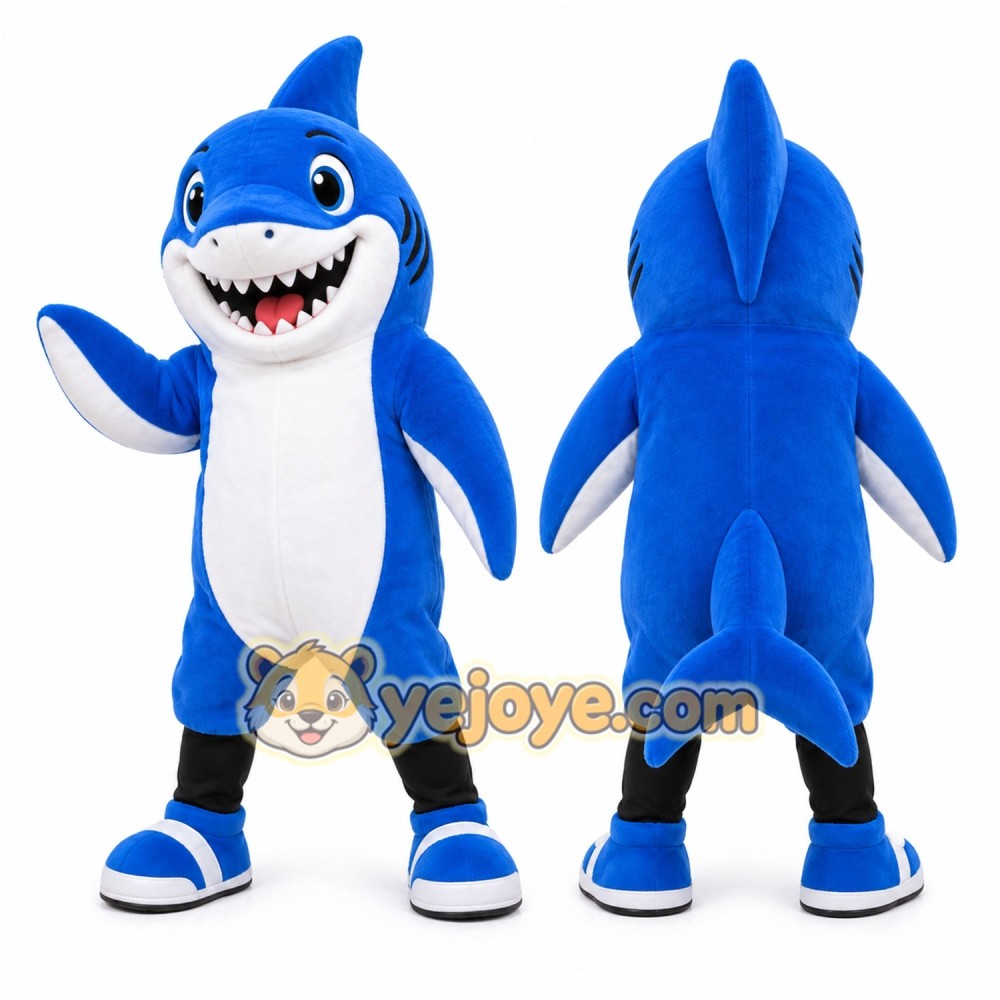 Blue Shark Mascot Costume with Sneakers