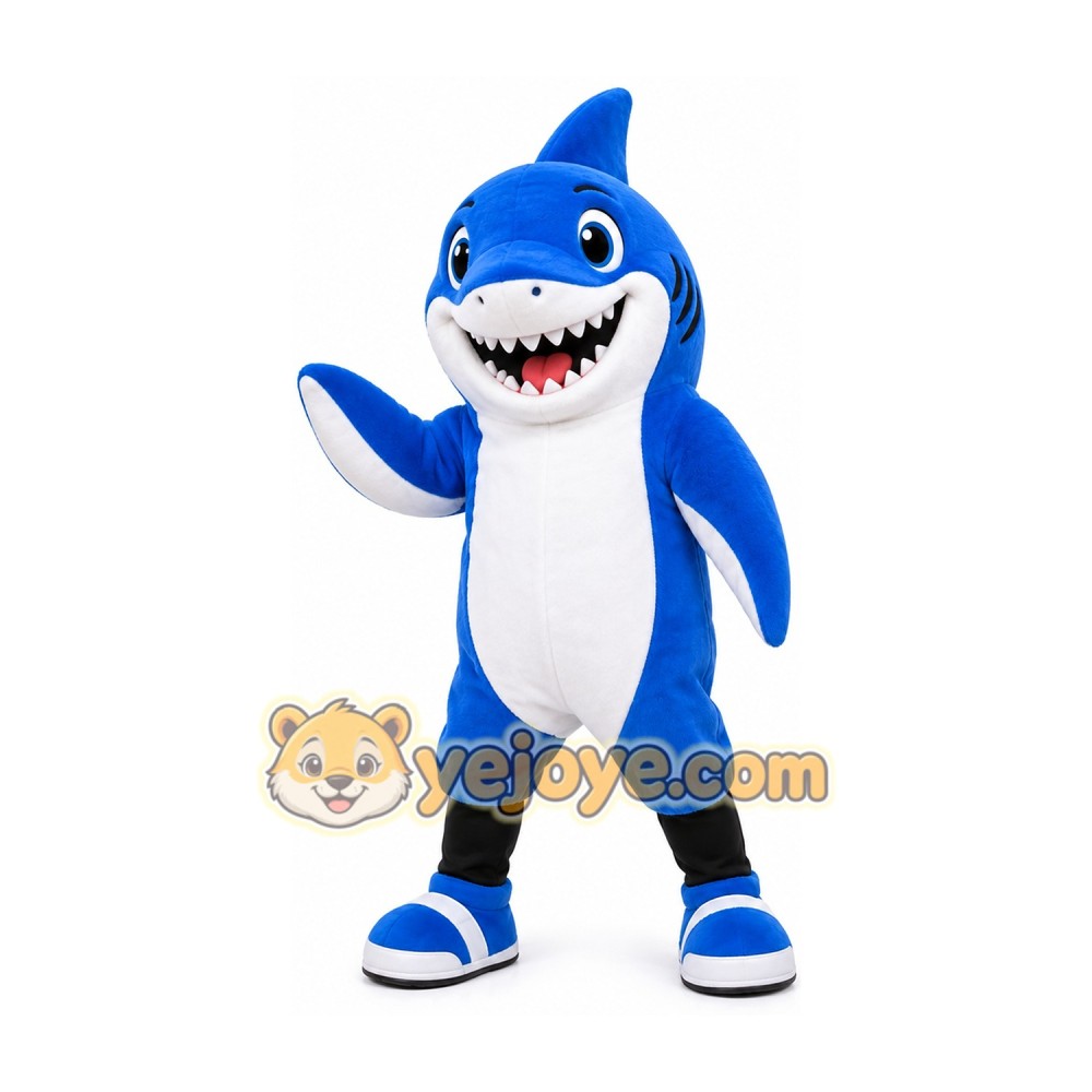 Blue Shark Mascot Costume with Sneakers