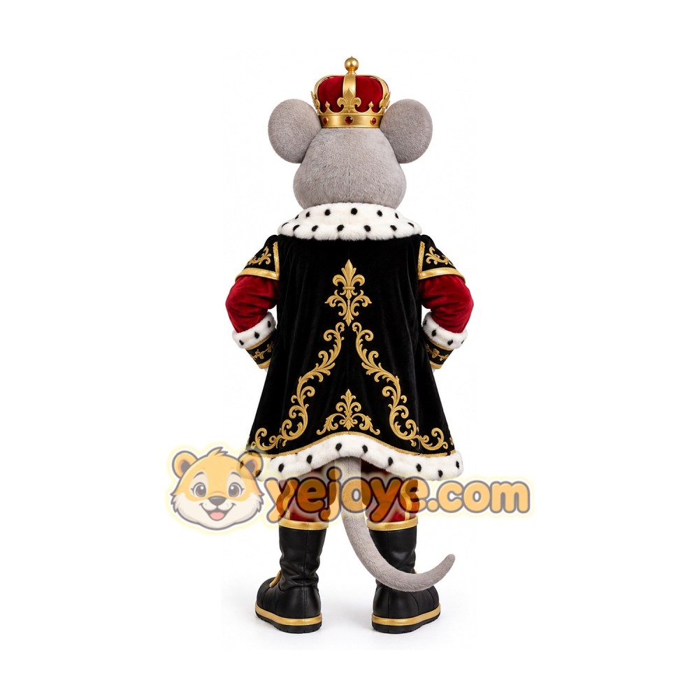 King Rat Mascot Costume with Crown Royal Mouse Character Full Body Outfit King Rat Mascot Costume with Crown Royal Mouse Character Full Body Outfit