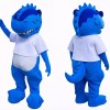 Blue Dinosaur Mascot Costume with T-Shirt Full Body Cartoon Dino Character Outfit