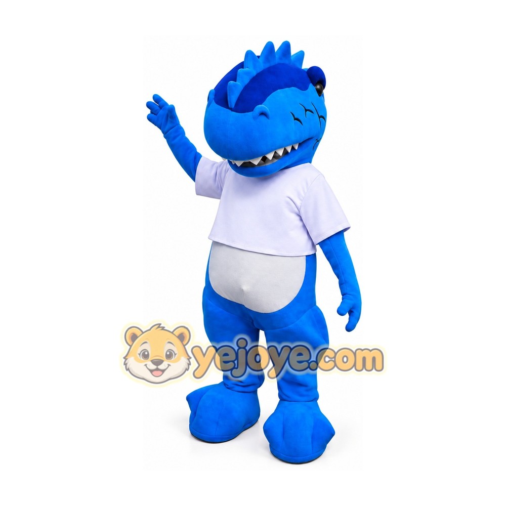 Blue Dinosaur Mascot Costume with T-Shirt Full Body Cartoon Dino Character Outfit Blue Dinosaur Mascot Costume with T-Shirt Full Body Cartoon Dino Character Outfit