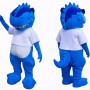 Blue Dinosaur Mascot Costume with T-Shirt Full Body Cartoon Dino Character Outfit