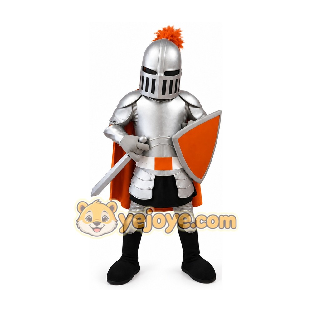 Knight Mascot Costume with Shield & Sword Medieval Warrior Full Body Character Outfit
