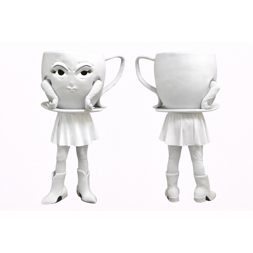 White Teacup Mascot Costume Adult Cartoon Cup Character Outfit for Party Event Promotion