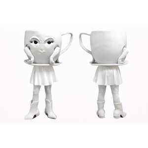 White Teacup Mascot Costume Adult Cartoon Cup Character Outfit for Party Event Promotion