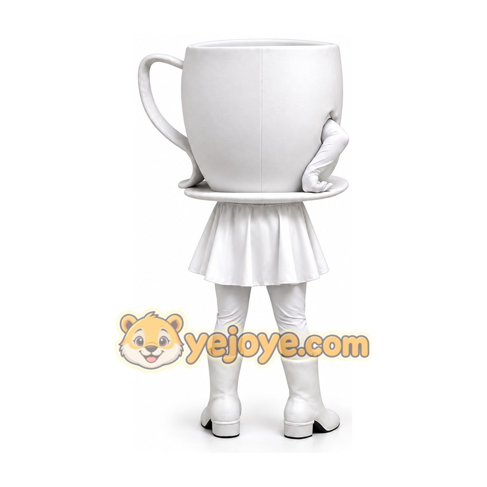 White Teacup Mascot Costume Adult Cartoon Cup Character Outfit for Party Event Promotion White Teacup Mascot Costume Adult Cartoon Cup Character Outfit for Party Event Promotion
