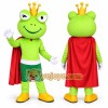 Frog King Mascot Costume with Crown & Cape Full Body Cartoon Frog Character Outfit Frog King Mascot Costume with Crown & Cape Full Body Cartoon Frog Character Outfit