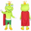 Frog King Mascot Costume with Crown & Cape Full Body Cartoon Frog Character Outfit