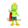 Frog King Mascot Costume with Crown & Cape Full Body Cartoon Frog Character Outfit Frog King Mascot Costume with Crown & Cape Full Body Cartoon Frog Character Outfit