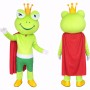 Frog King Mascot Costume with Crown & Cape Full Body Cartoon Frog Character Outfit