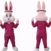 Pink Bunny Mascot Costume with Headband Full Body Cartoon Rabbit Character Outfit