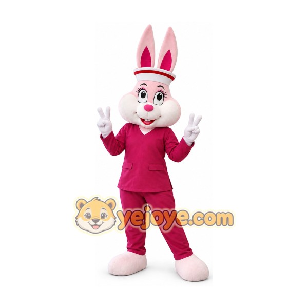 Pink Bunny Mascot Costume with Headband Full Body Cartoon Rabbit Character Outfit Pink Bunny Mascot Costume with Headband Full Body Cartoon Rabbit Character Outfit