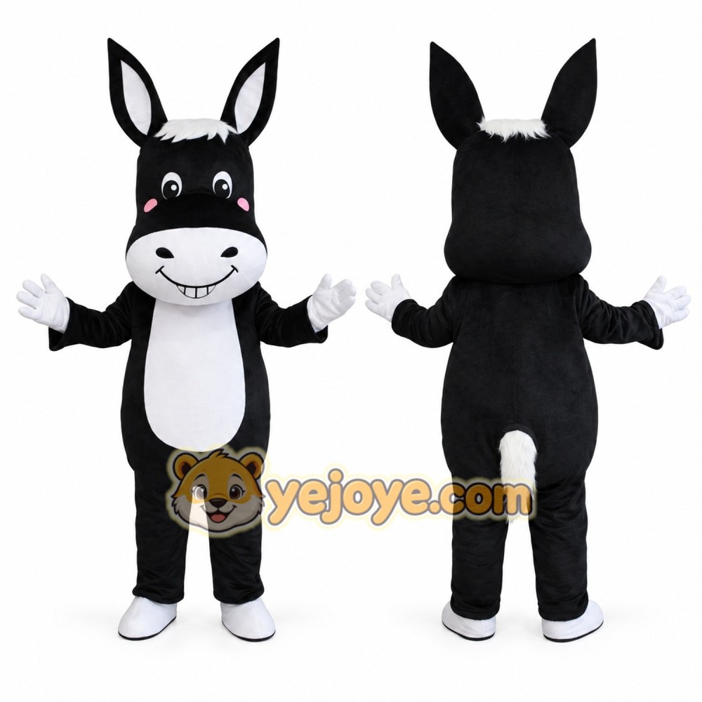 Black Donkey Mascot Costume Adult Cartoon Donkey Character Suit for Party Event Promotion Black Donkey Mascot Costume Adult Cartoon Donkey Character Suit for Party Event Promotion