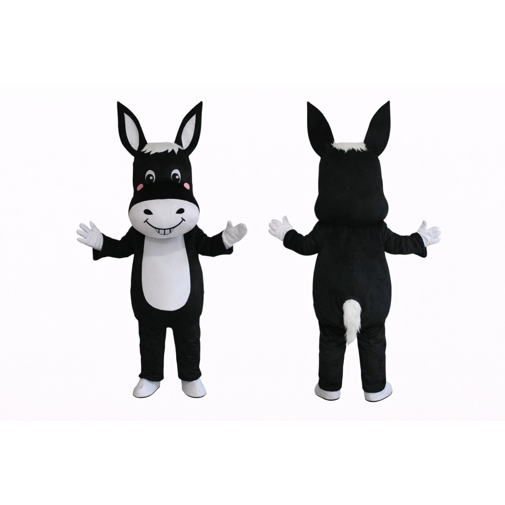 Black Donkey Mascot Costume Adult Cartoon Donkey Character Suit for Party Event Promotion