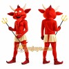 Red Devil Mascot Costume with Trident Full Body Cartoon Demon Character Outfit Red Devil Mascot Costume with Trident Full Body Cartoon Demon Character Outfit