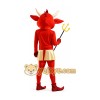 Red Devil Mascot Costume with Trident Full Body Cartoon Demon Character Outfit Red Devil Mascot Costume with Trident Full Body Cartoon Demon Character Outfit