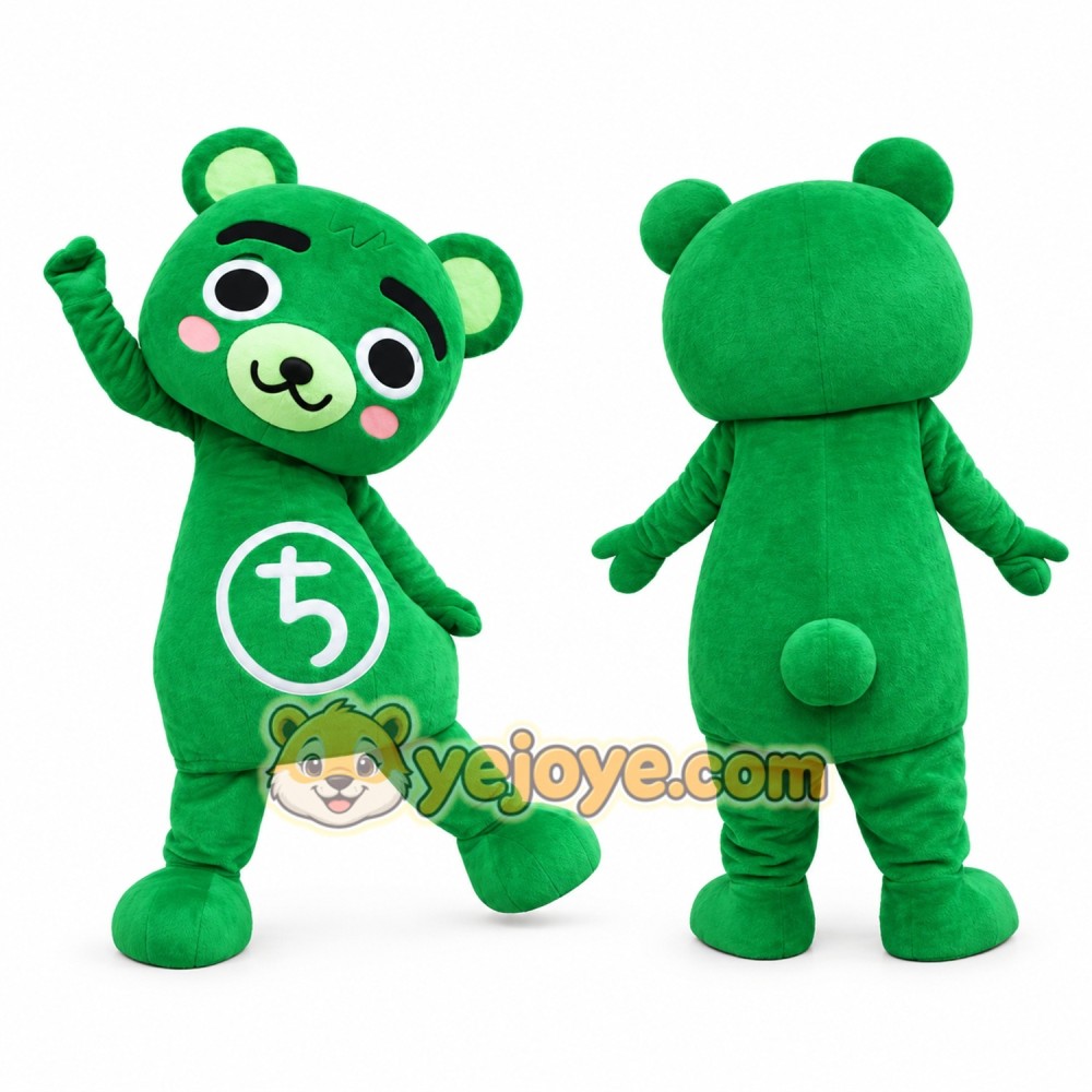Green Bear Mascot Costume Adult Full Body Cartoon Animal Character Suit Green Bear Mascot Costume Adult Full Body Cartoon Animal Character Suit