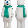 Adult Polar Bear Mascot Costume with Sunglasses & Scarf Full Body Cartoon Character Outfit for Events & Promotions