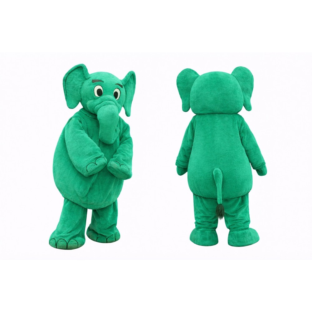 Green Elephant Mascot Costume Adult Full Body Cartoon Animal Character Suit