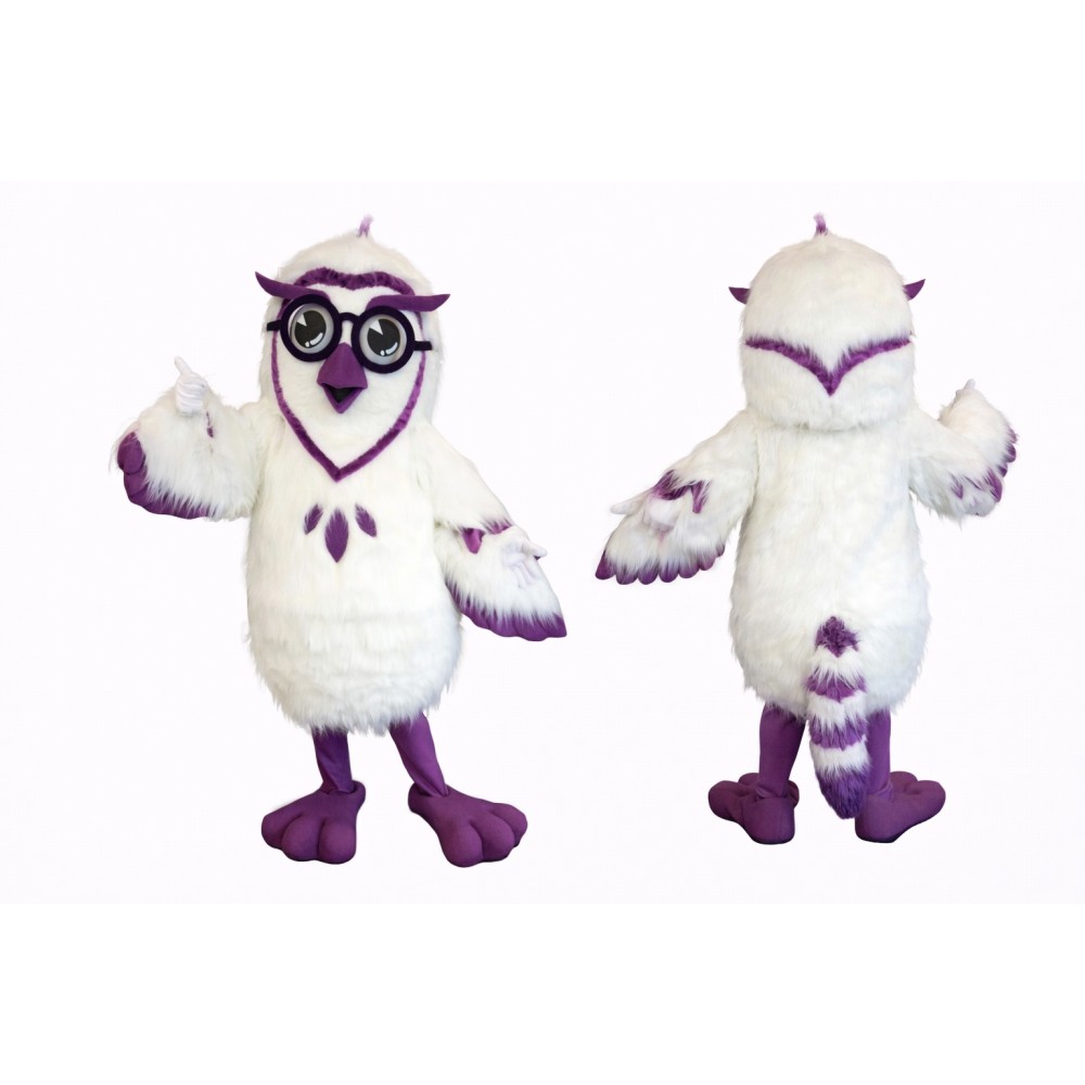 Owl Mascot Costume with Glasses Full Body Cartoon Owl Character Outfit for Events, Parties & Promotions