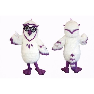 Owl Mascot Costume with Glasses Full Body Cartoon Owl Character Outfit for Events, Parties & Promotions
