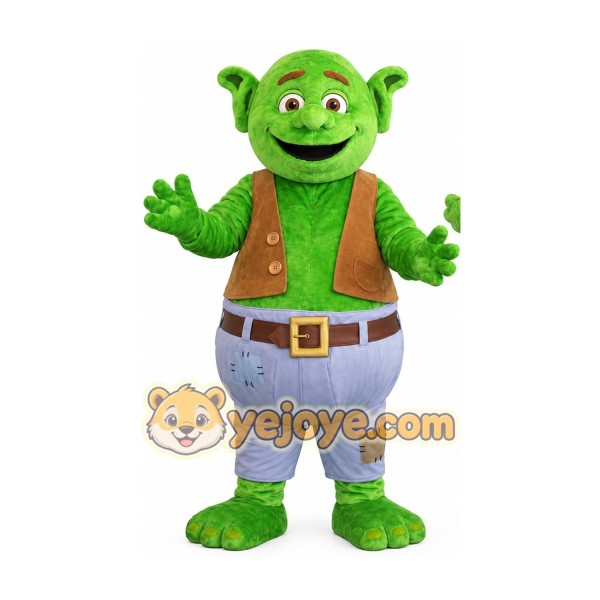 Green Ogre Mascot Costume Adult Cartoon Monster Character Outfit for Party Event Promotion