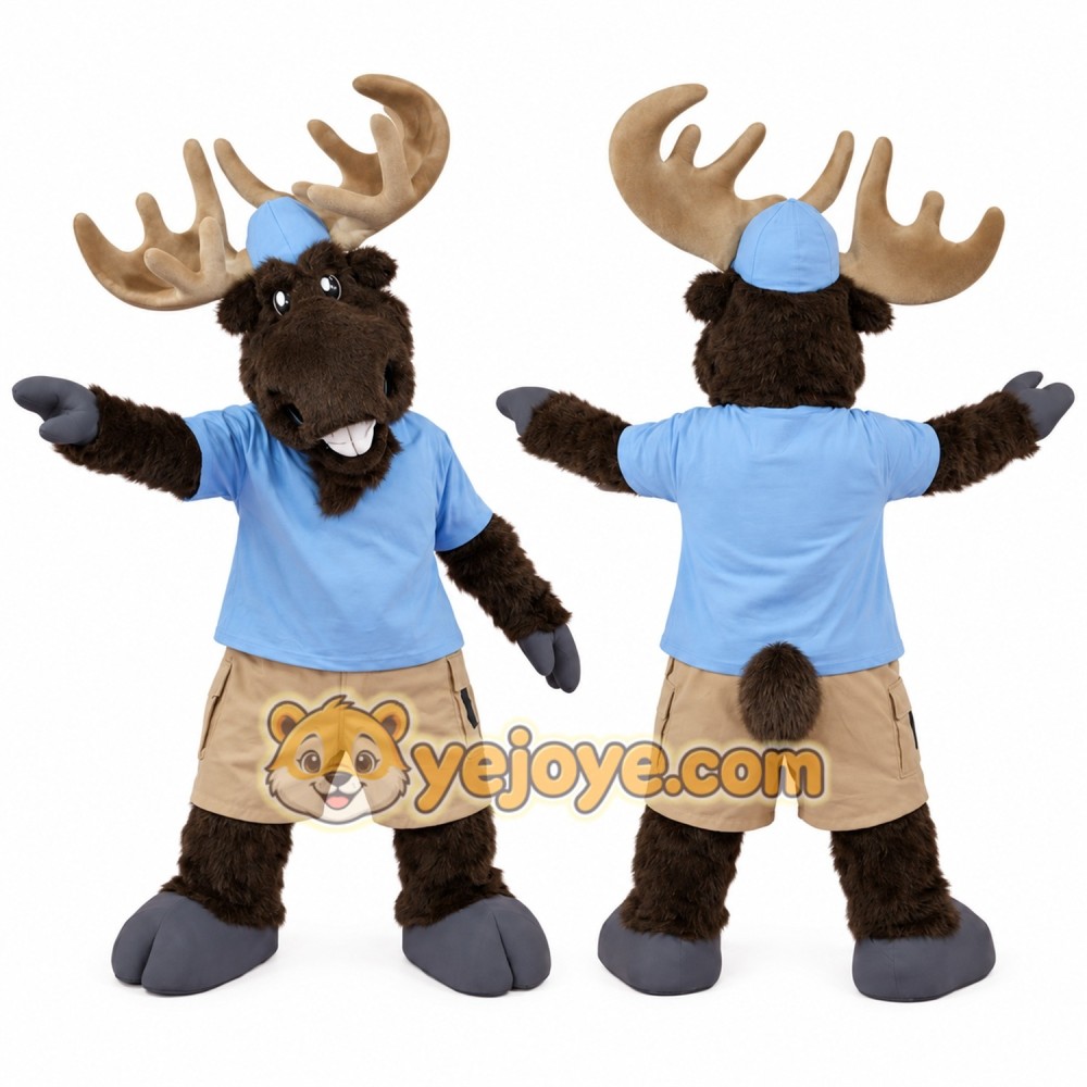 Adult Moose Mascot Costume with Antlers Full Body Cartoon Reindeer Character Outfit for Events, Parties & Promotions Adult Moose Mascot Costume with Antlers Full Body Cartoon Reindeer Character Outfit for Events, Parties & Promotions